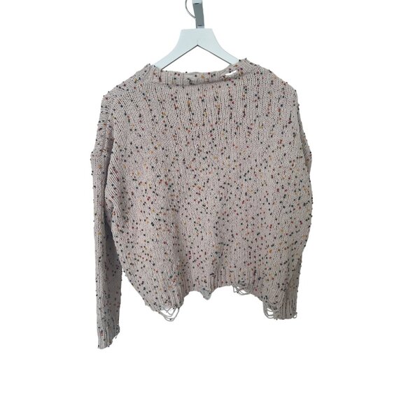 Entro Anthropologie Cream Distressed Sweater - Picture 3 of 4